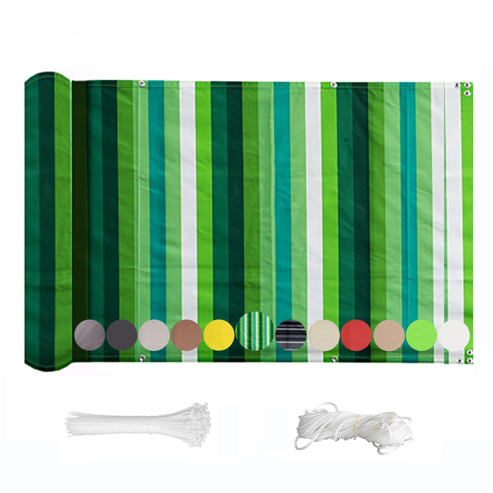 Tissu anti-UV pour balcon avec œillets solides et rayures occultantes
