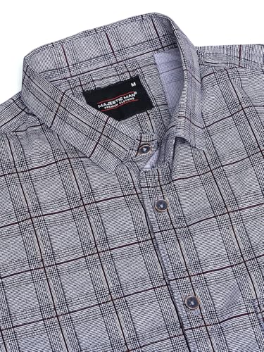 Image of Majestic Man Men's Comfort Slim Fit Pure Cotton Opaque Checked Casual Shirt