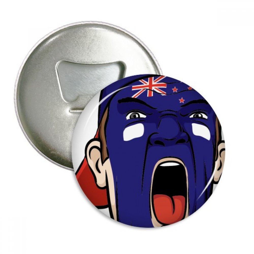 Décapsuleur Aimanté et Badge Nouvelle-Zélande : Lot de 3 Accessoires Ronds Maquillage du Visage