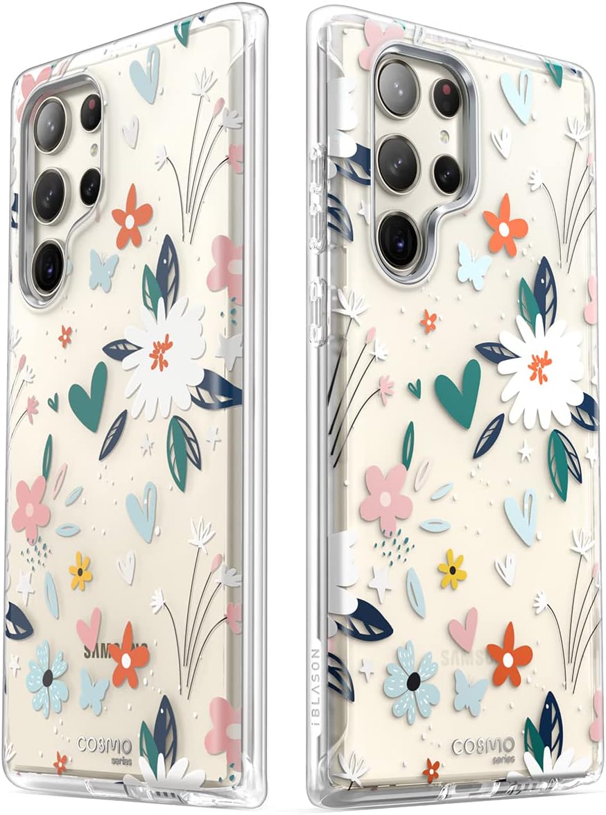 i-Blason for Samsung Galaxy S23 Ultra Case with Built-in Screen Protector, [Magnetic Charging] [Support Fingerprint ID], Full-Body Slim Phone Case for Samsung Galaxy S23 Ultra 6.8", Flower Paint - Image 8