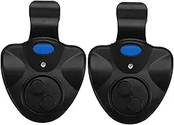 Abaodam 2 peças de alarme portátil de som de mordida de peixe com luz de LED, clipe de alarme de vara de pesca, dispositivo de alerta eletrônico