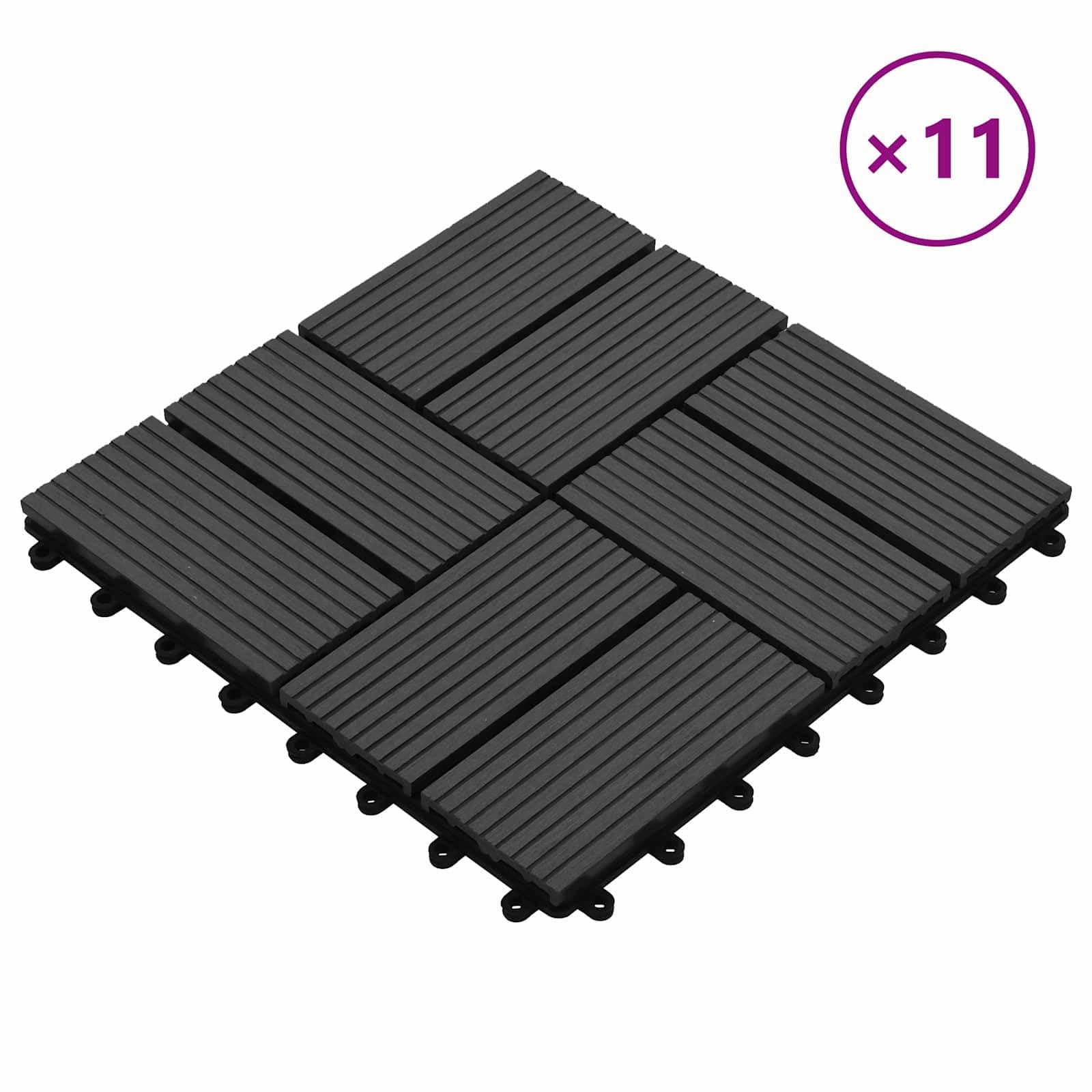 Generisch Terrassenfliese 11 STK. Schwarz 30 x 30 cm WPC,Haushaltsbedarf,9 kg-42046676