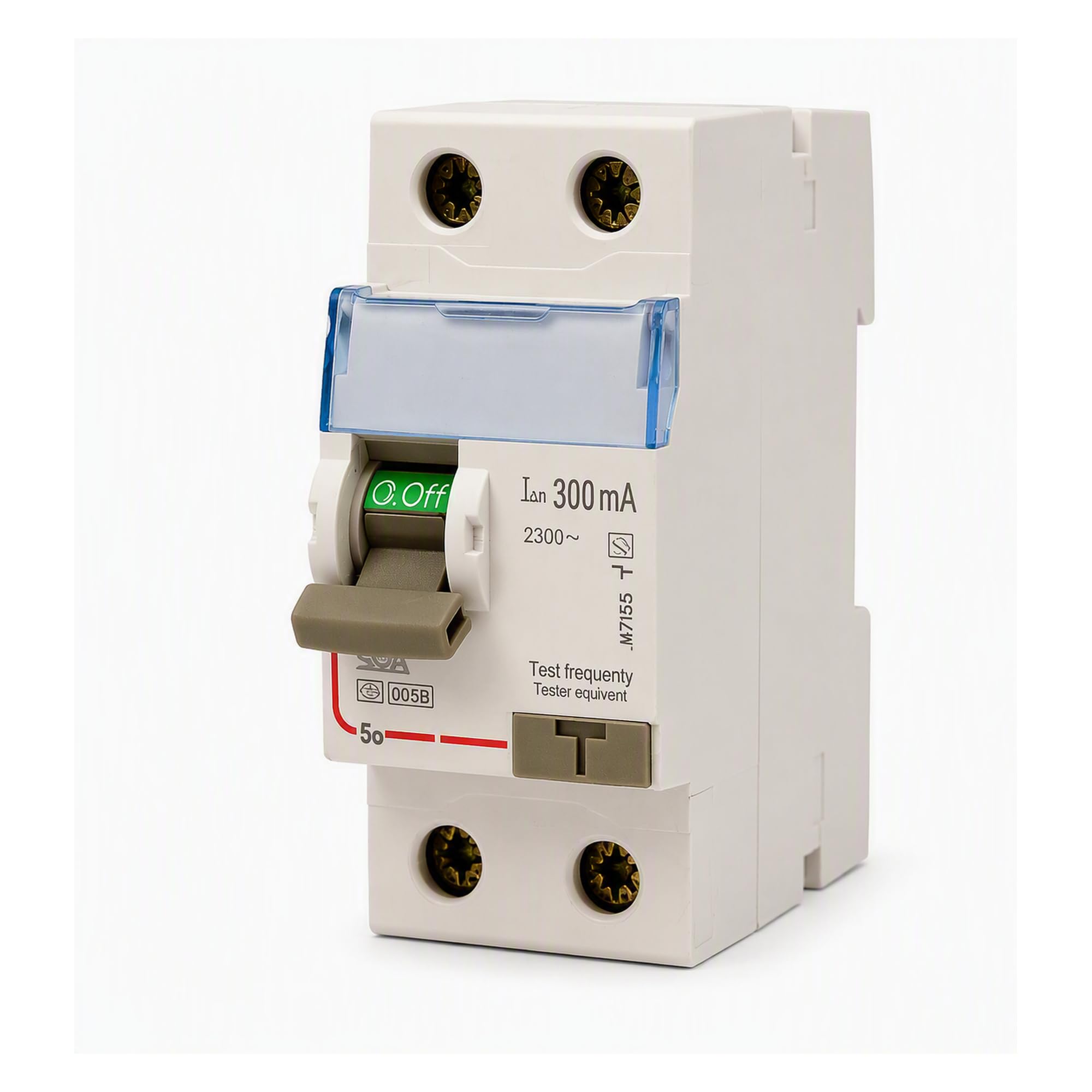 Interruptor Diferencial 300mA 63a, 230V, 2 Polos, RCCB, Protección Eléctrica con Botón de Prueba, Protección Sobrecorriente y Fugas.