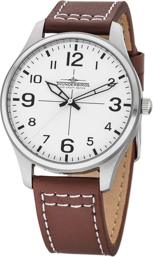 Reloj de pulsera de piel auténtica, 42 mm, 3 ATM, Miyota 2035, reloj de aviador, color blanco y negro