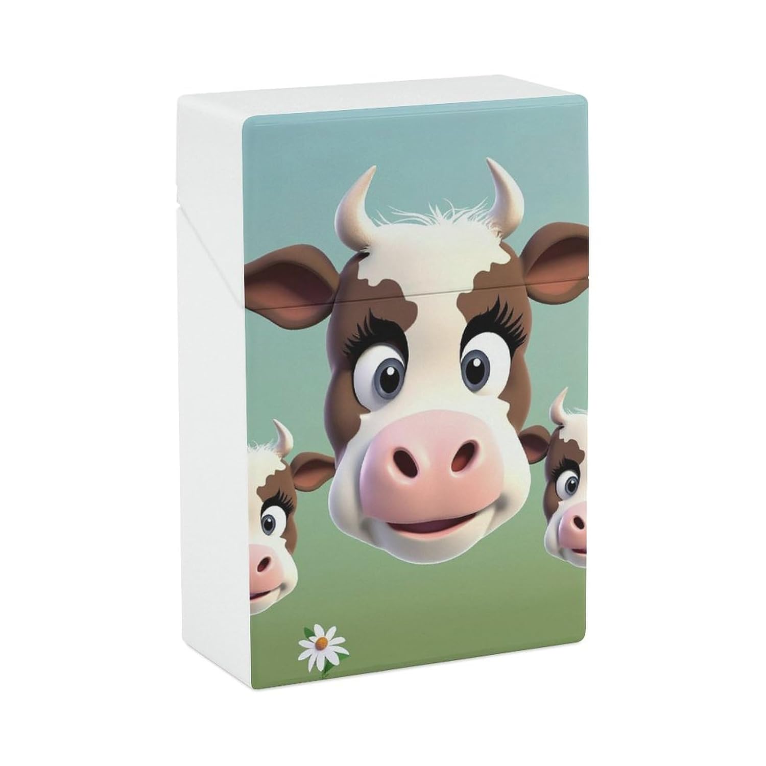 Cute Cow Cigarette Case with Switch Flip Closure, Cigarette Holder Case for Men Women, Cigarettes Smoking Accessories, Plastic Box for Smoke, Cigarette Hard Box Holder