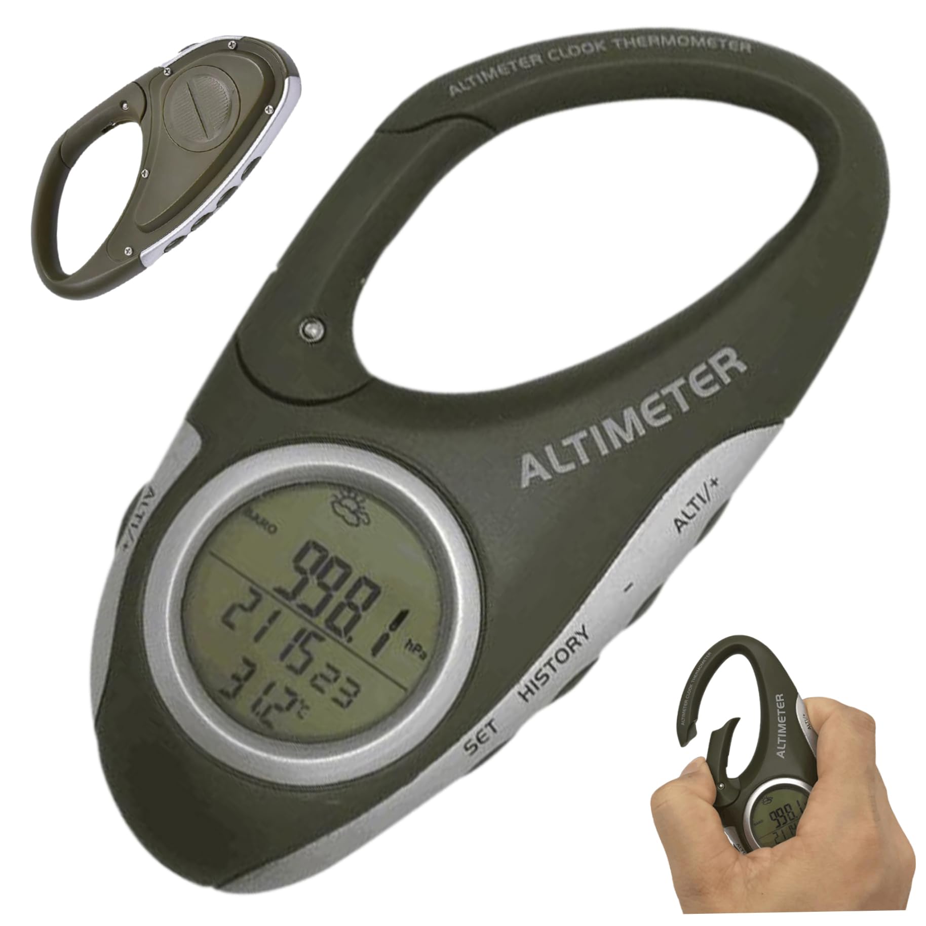 Barometro per Escursioni, Portafoglio barometrico Portatile con Orologio e Foro sospeso in Scala ridotta barometro Elettrico Multifunzionale per attività all'aperto, Sport