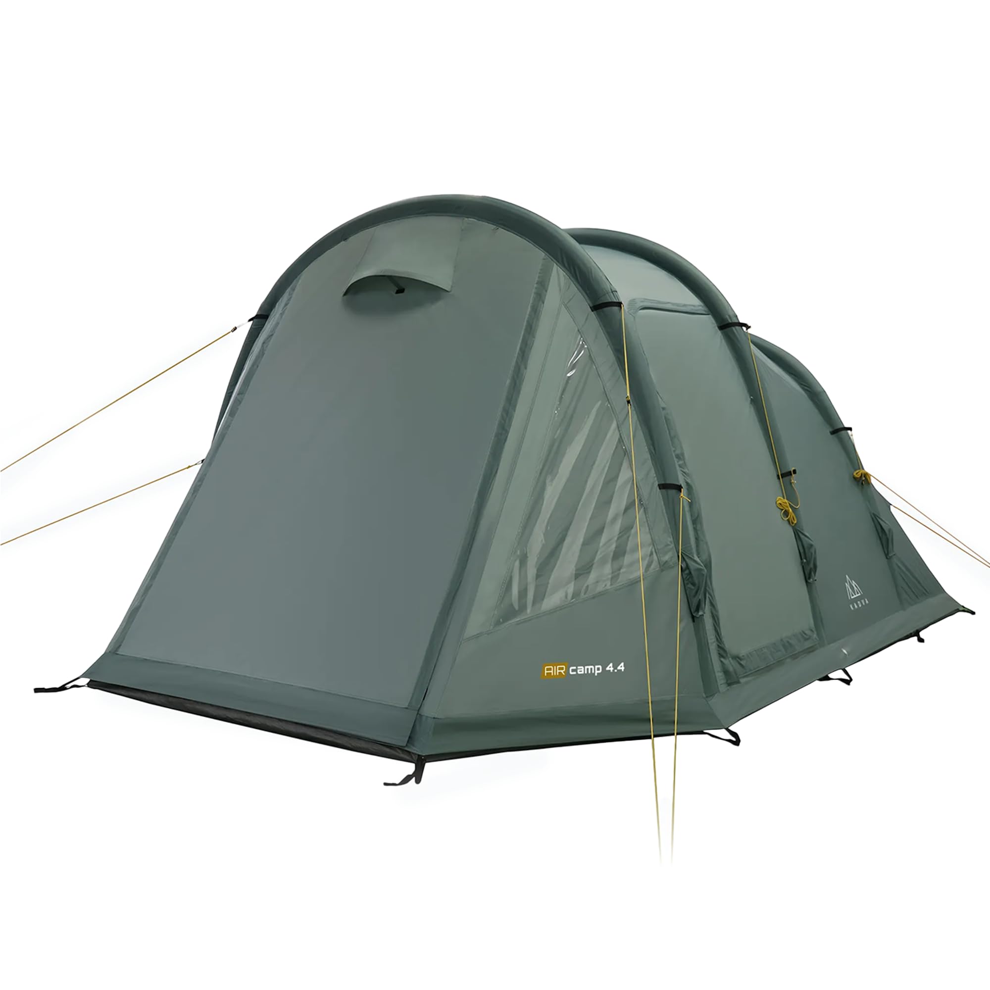 KADVA Namiot Kempingowy AIRcamp 4. 4 Osobowy z Pompką Konstrukcja Tunelowa 440 x 180 x 140 cm Wodoodporność 3000 mm Przestronność Daszek nad Wejściem Duża Powierzchnia Spania Kolor Zielony