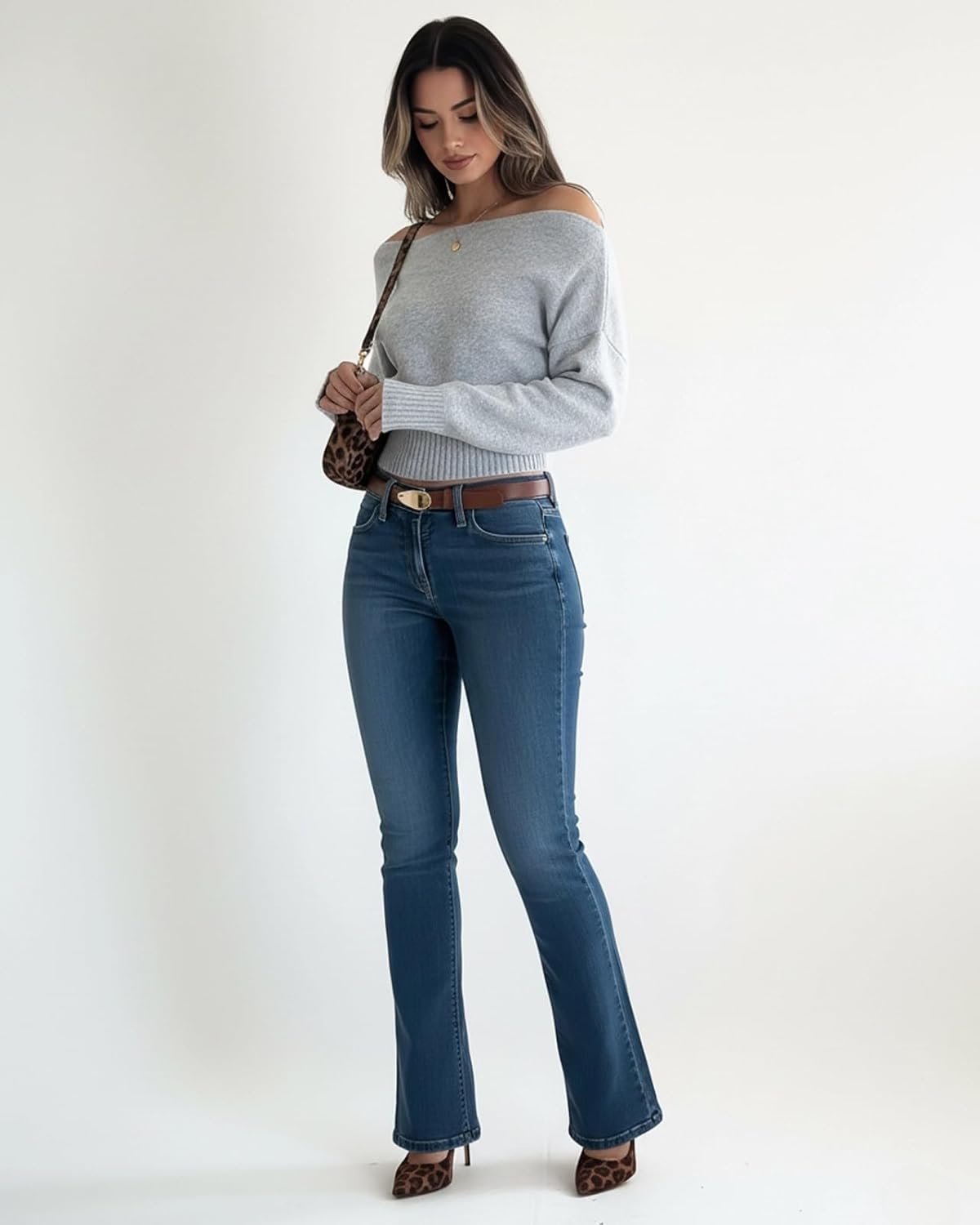 Women Off The Shoulder Sweater Y2K Cropped Sweaters Cute Tight Banded Waist Going Out Top Trendy Tops 2025 Fall - Image 6