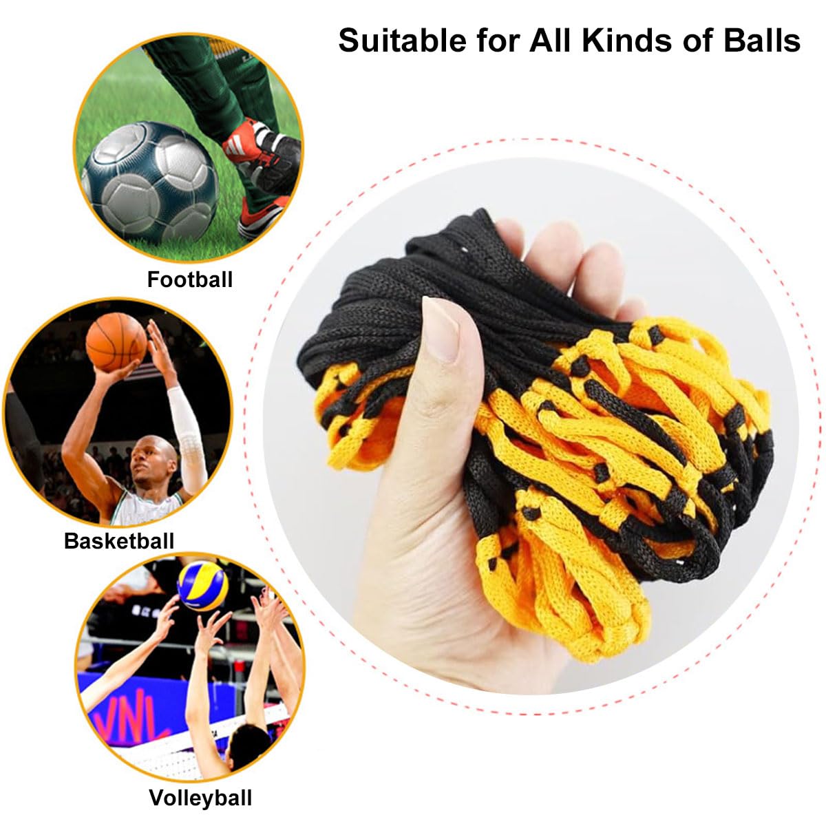 KARELLS Bolsa de Red de Nylon para Pelotas de Fútbol, 2 Piezas