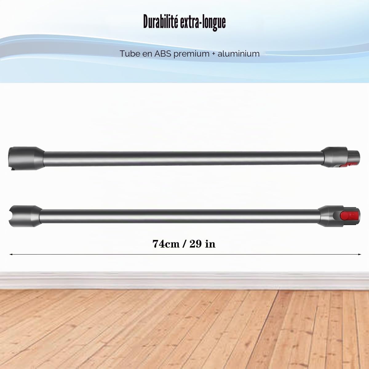 Tube Extension pour Dyson V12 Detect Slim Aspirateur, Tube Rallonge de Rechange pour Dyson V10 Digital Slim, Tige Rigide Télescopique avec Dégagement Rapide Baguette Accessoire, 74cm - Gris