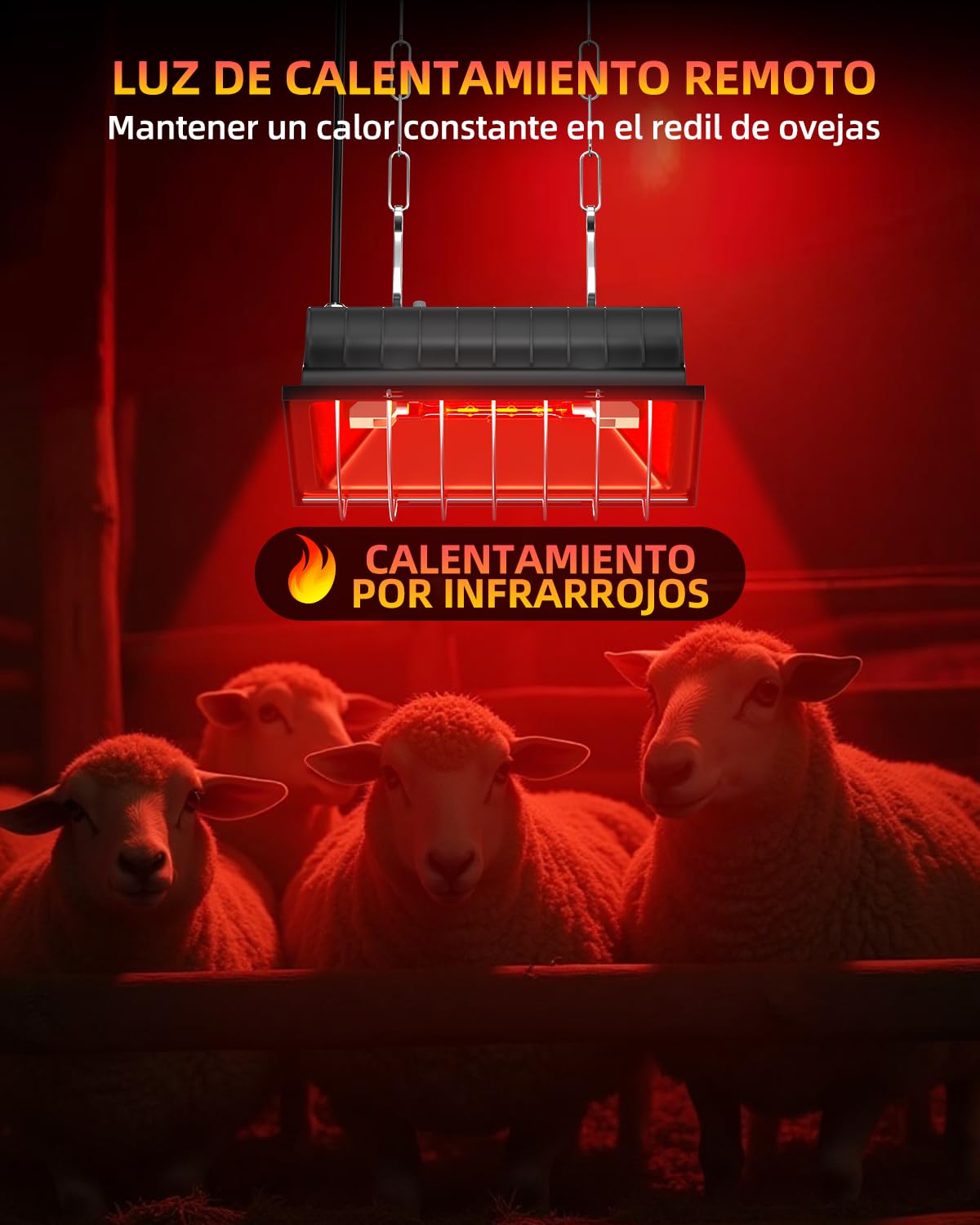 GlowUp Lampara Calor Pollitos 275W, Incluye 2x 175W Bombillas de Calor Infrarroja, Lámpara Calor de Aves de Corral para Cachorros, Pollo Broder, Pato, Cerdos, Corderos (Negro)