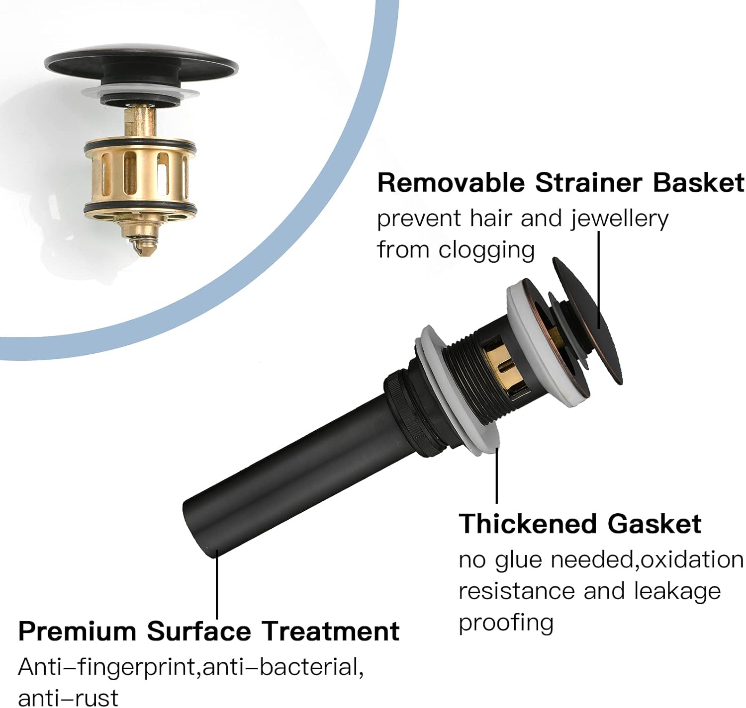 Buy Bathroom Sink Pop up Drain Vessel Sink Drain Stopper Builtin AntiClogging Strainer with