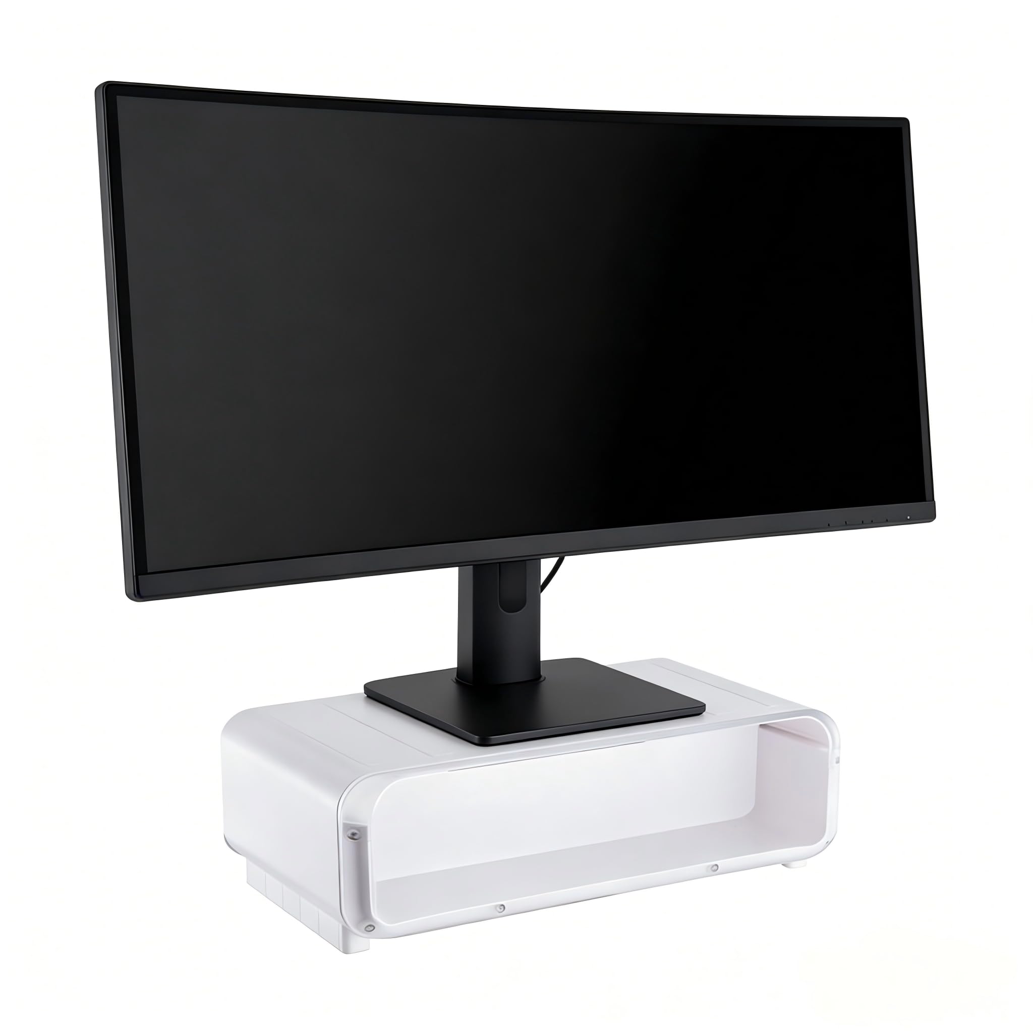 Soporte Monitor, Elevador Monitor Escritorio con Cajón, Laptop Stand de ErgonóMico para Monitores, Base Portatil para Pantallas Ordenador Monitores, Ordenador PortáTiles Blanco 37x21x13cm