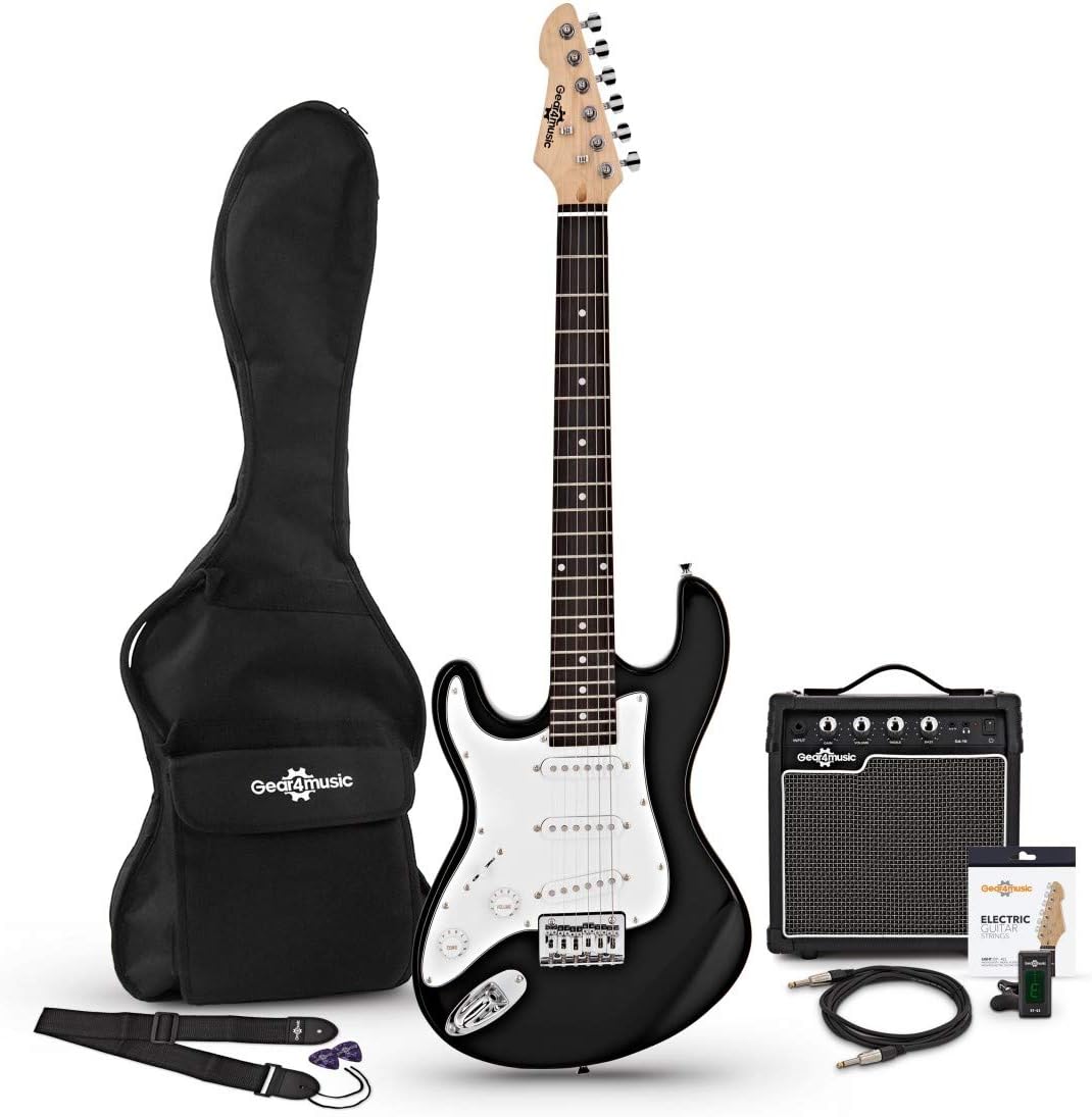 3/4 LA Left Handed Electric Guitar + Amp Pack, Black Amazon.co.uk