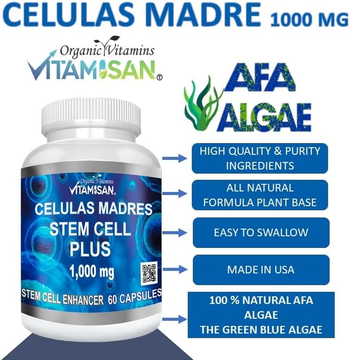 Miniatura 6 de Celulas Madres 60 Cápsulas Vitamisan 1000 mg Aphanizomenon Flos-aquae Blue Green Algae AFA Stem Natural Cell