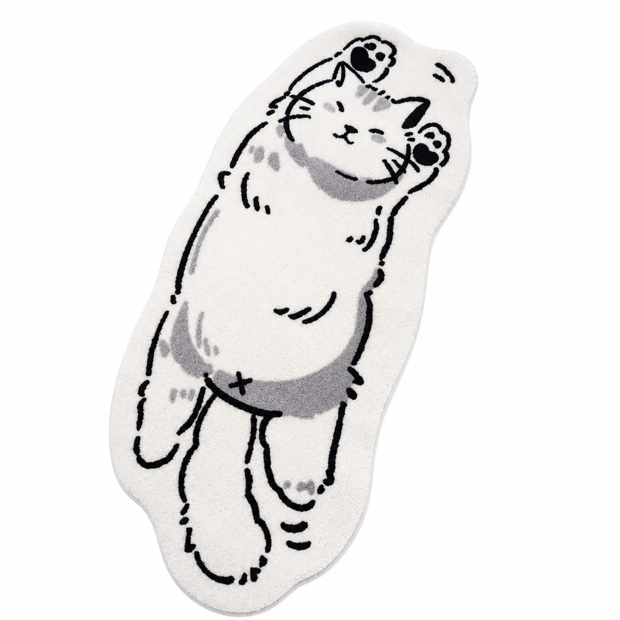 OADAA Cat Tufted Rug - 40X120cm, Cat Shaped Rug, Irregular Shaped Rugs, Washable Absorbent Non-Slip Fun Animal-shaped Cartoon Room Floor Mat, Soft Bedside Rugs for Bedroom, Cats Doormat (P)