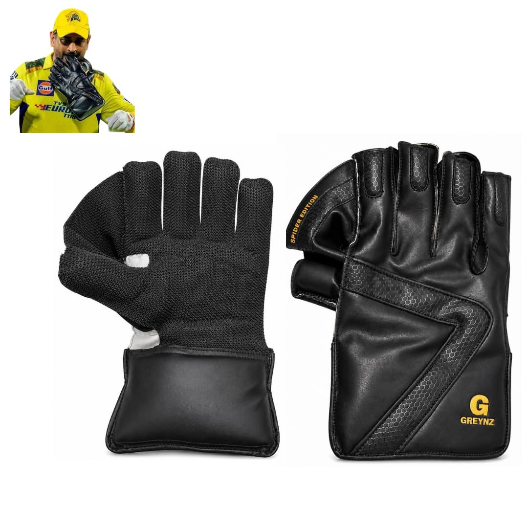 Buy GREYNZ MS Dhoni Edition Black Wicket Keeping Gloves – Gels