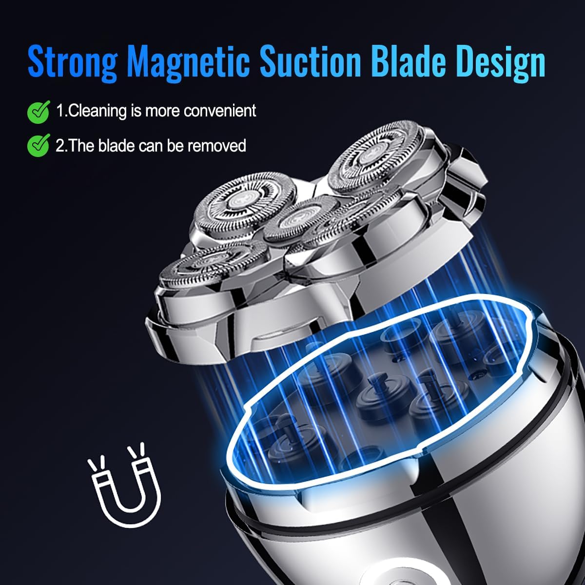 Head Shavers for Bald Men:Baldy pro/Wet/Dry Bald Head Shaver for Men,Palm/Portable Electric Razor,Precision Magnetic Automatic Adjustment Blades,Easy Clean Blade.Hard Shell Travel Carrying