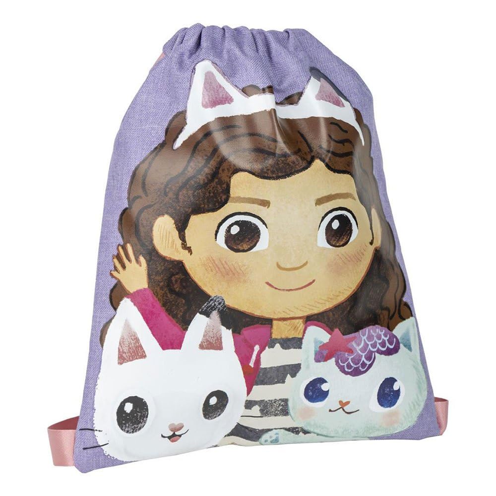 CERDÁ LIFE'S LITTLE MOMENTS Gabby's Dollhouse Unisex Children's Drawstring Backpack, Lilac, One Size, Lilac, One Size