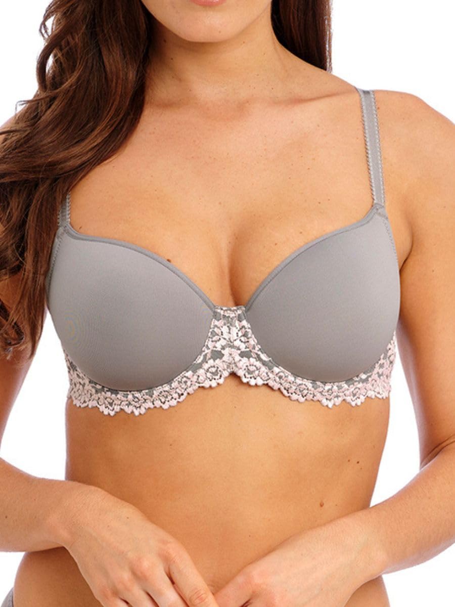 Wacoal Women's Smoke/Crystal Pink Embrace Lace Contour Bra Grey 34F