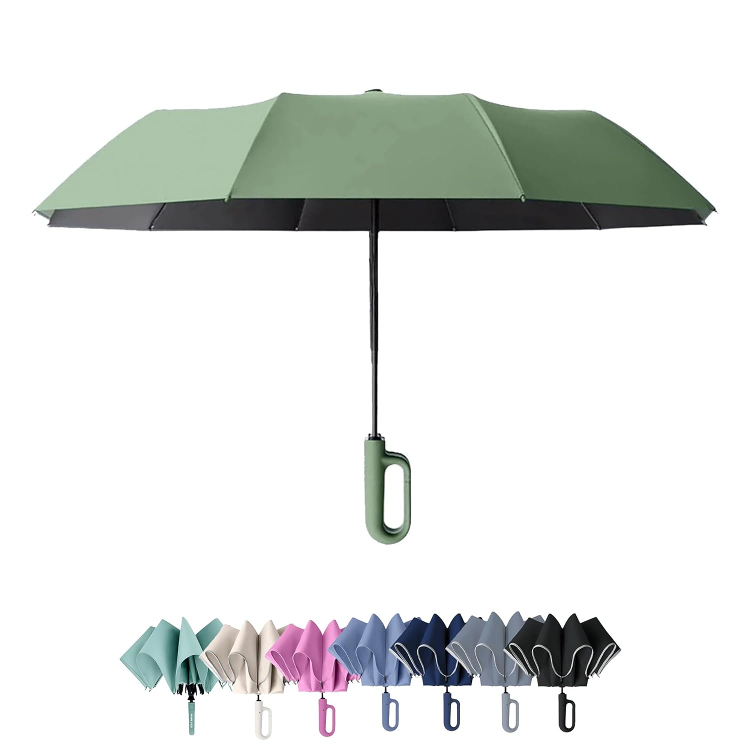 PRIME PICK Compact Travel Umbrella With Reflective Strip, Windproof & UV Protection Anti-Slip Handle Lightweight 95% UV Block for Men, Women & Kids Ideal for Rain & Sun Coverage,