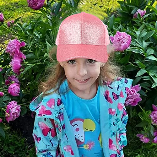 Girls Glitter Ponytail Baseball Hat, Girl's Criss Cross Hat Messy Bun High Ponytail Kids Baseball Cap (7-14 Years) #TOP3