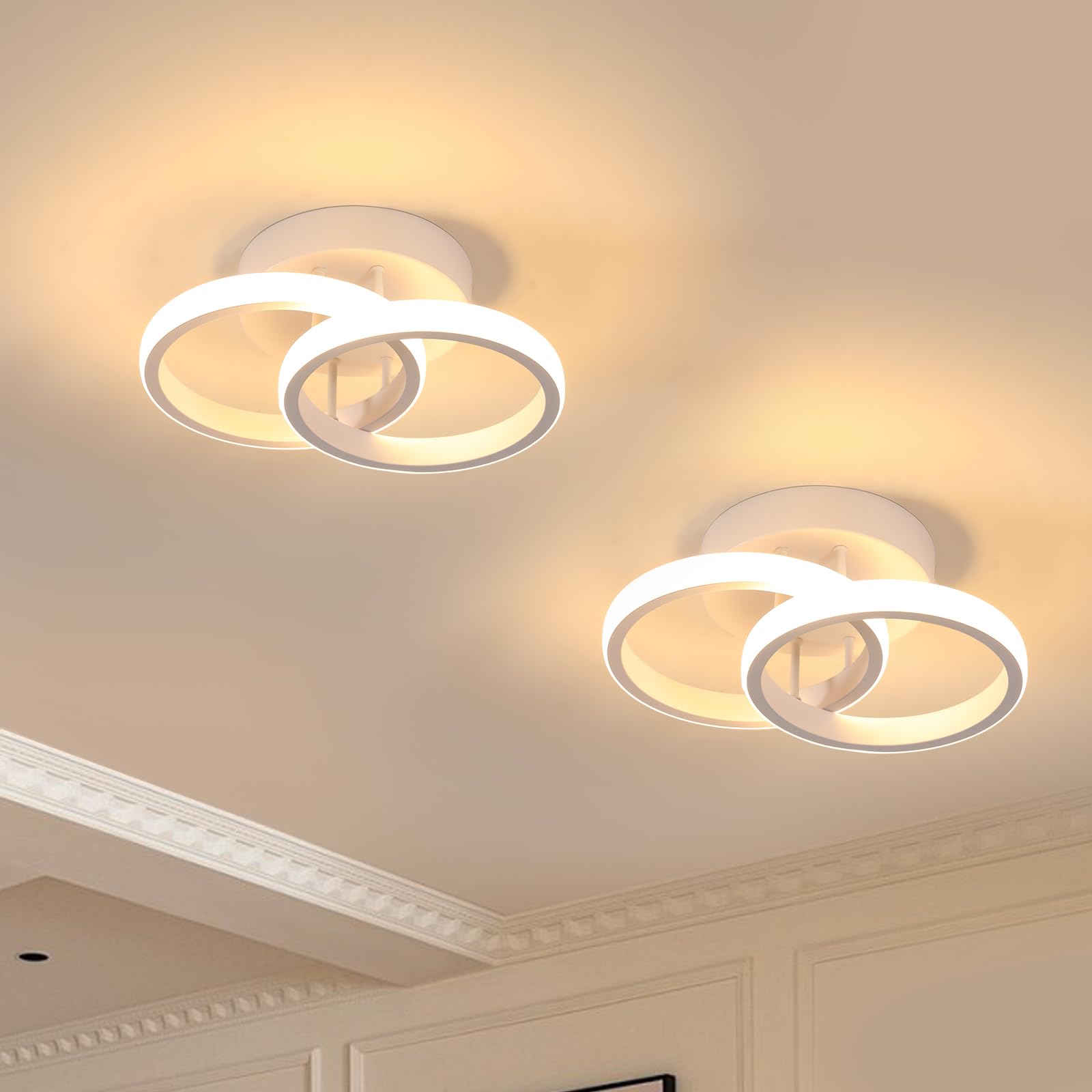 Goeco 2 Pièces Plafonnier LED Rond Moderne 22W 2475LM 3000K, Blanc