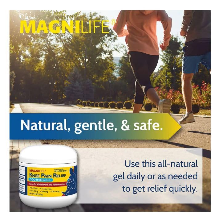Image of MagniLife Knee Pain Relief Gel (4 oz, 2 Pack), Arnica-Based Gel for Joint Pain, Knee Stiffness & Swelling, Non-Greasy, No Staining, Massage-in Formula for Daily Knee Support & Comfort