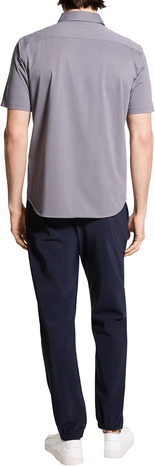 Theory Mens Theory Men's Irving Short Sleeve Button Down Woven in Structure Knit - Image 8