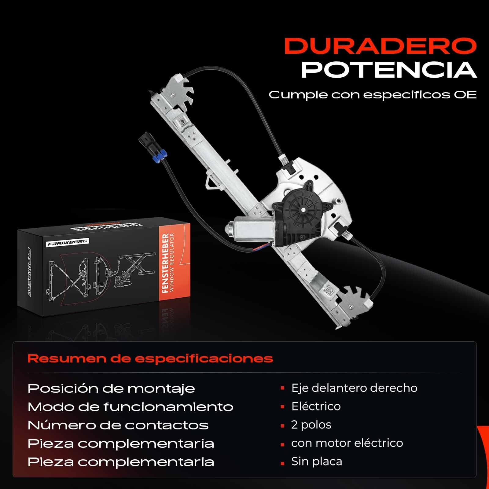 Frankberg Regulador de ventana con motor delantero derecho 46536311 | con Motor, Al frente, bien, 46536311; Compatible con: Punto Van 188_, Punto 188