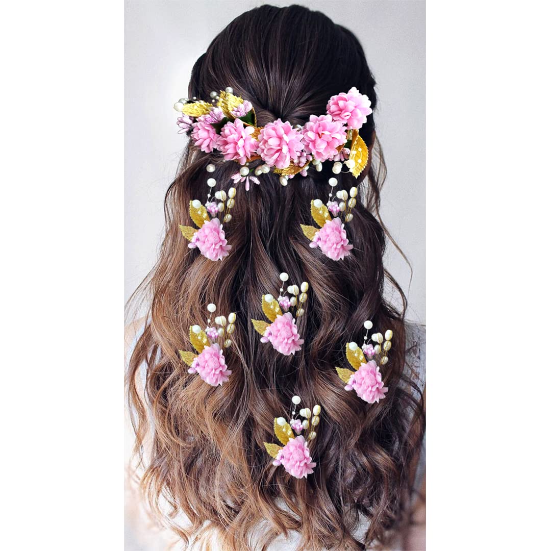 Hair Flare Artificial Flower with Golden Leaves and Pearls Hair Vein and Hair Pin Set/Hair Accessories Juda Pin- Combo of 7 Hair Pins (2397-2398) Baby Pink (B0BSFM9N9F) Amazon Price History, Amazon Price Tracker