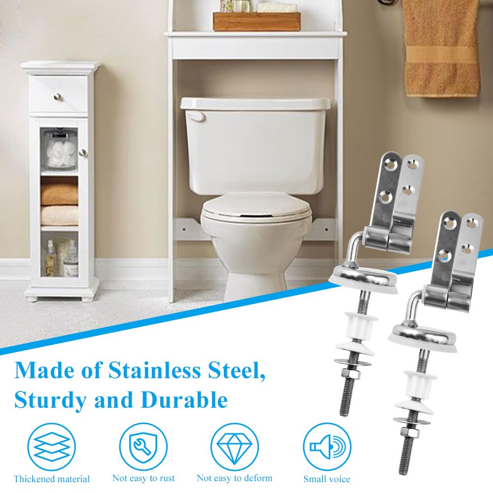 NAROSEBE 2 Kit Cerniere del Sedile del WC Cerniere Tavoletta WC Acciaio Inox Cerniere di Ricambio per WC Cerniere Copriwater Universali Kit Fissaggio Tavoletta per la Maggior Parte dei Modelli di WC