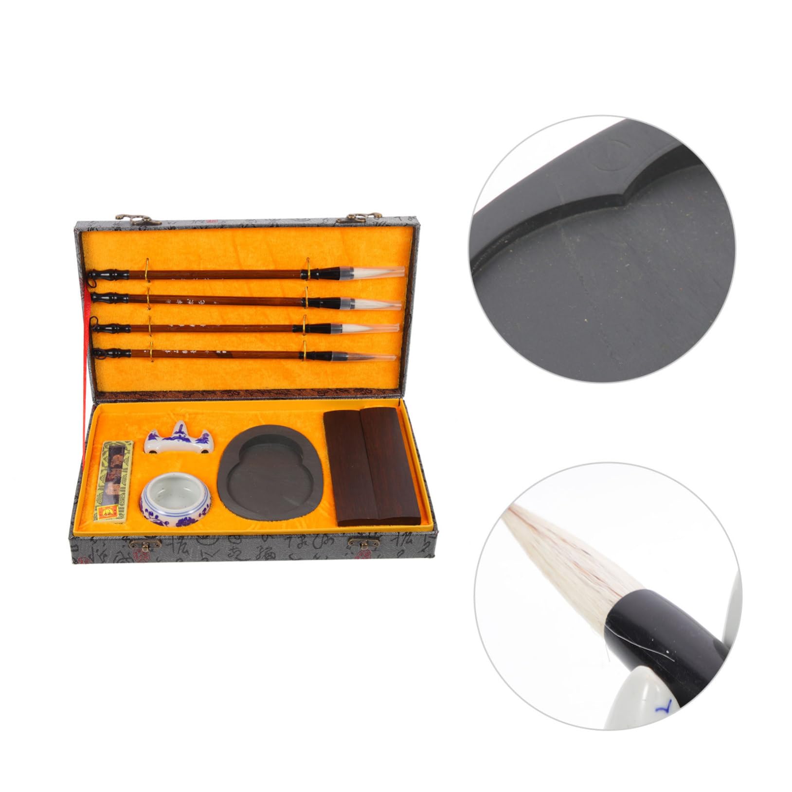 Holibanna Set Pinceaux Calligraphie Chinoise avec Pierre à Encre Bâton Encre Portable et Stylo Écriture pour Étudiants Pratique et Légère