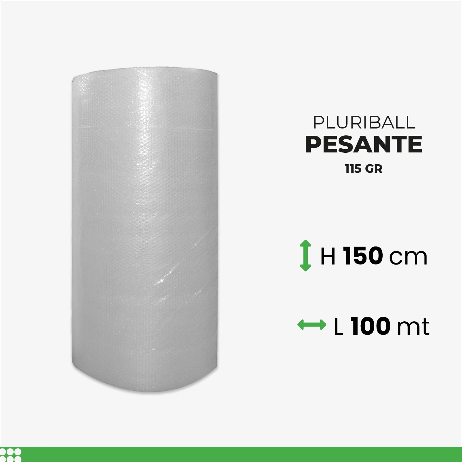 ImballaggiPer Rotolo Pluriball Pesante 150cm x 100mt 115gr/mq, Bobina per Imballaggio e Spedizione, Ideale per Trasloco, Trasporto e Protezione Oggetti
