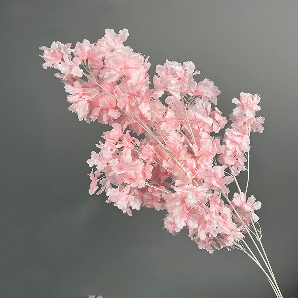 Goodangie00 5Pcs 33.5 White Artificial Cherry Blossom Flower Bushy Silk Branches for Spring Home Room Wedding Party Kawaii Decor, Japan's National Flower