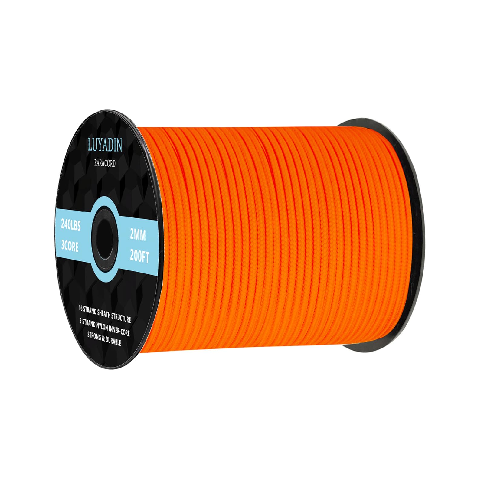 LUYADIN Paracord 240lb - Diameter 2mm Micro Utility Cord -3 Strand Parachute Spool Cord - 100ft 200ft,Paracord for Camping,Hiking,Fishing,Outdoor and DIY — image 1