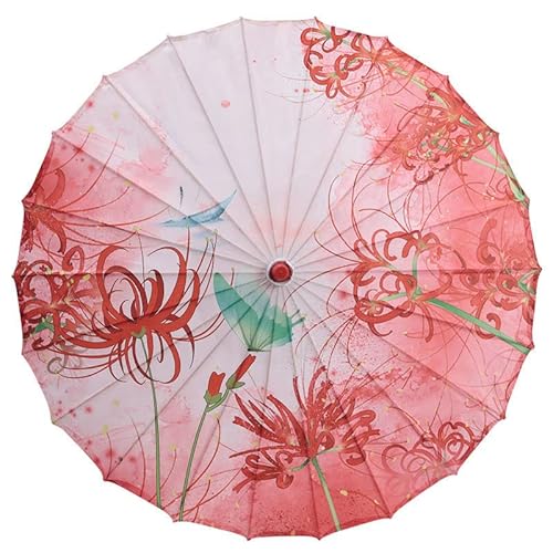 Parasol d'Halloween classique en papier huilé de style chinois imperméable à la pluie, parasol de Noël en papier floral multicolore et parasol en papier peint en bambou (J)