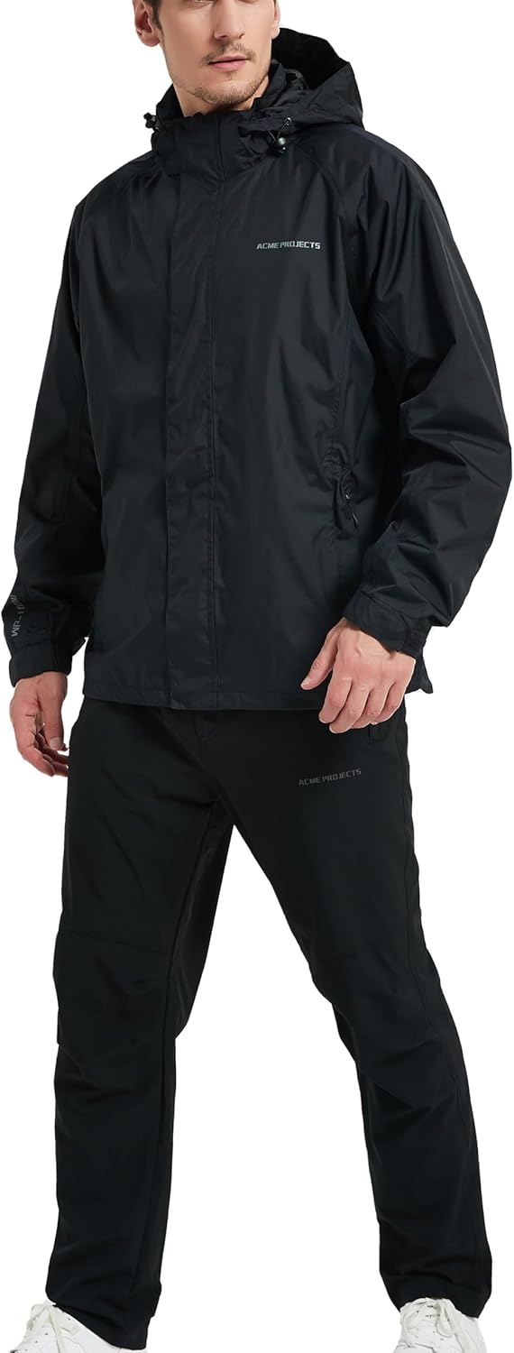 Acme Projects Men’s Rain Suit (Jacket + Pants), 100% Waterproof, Breathable, Taped Seam, 10000mm/3000gm, YKK Zipper Acme Projects Men’s Rain Suit (Jacket + Pants), 100% Waterproof, Breathable, Taped Seam, 10000mm/3000gm, YKK Zipper