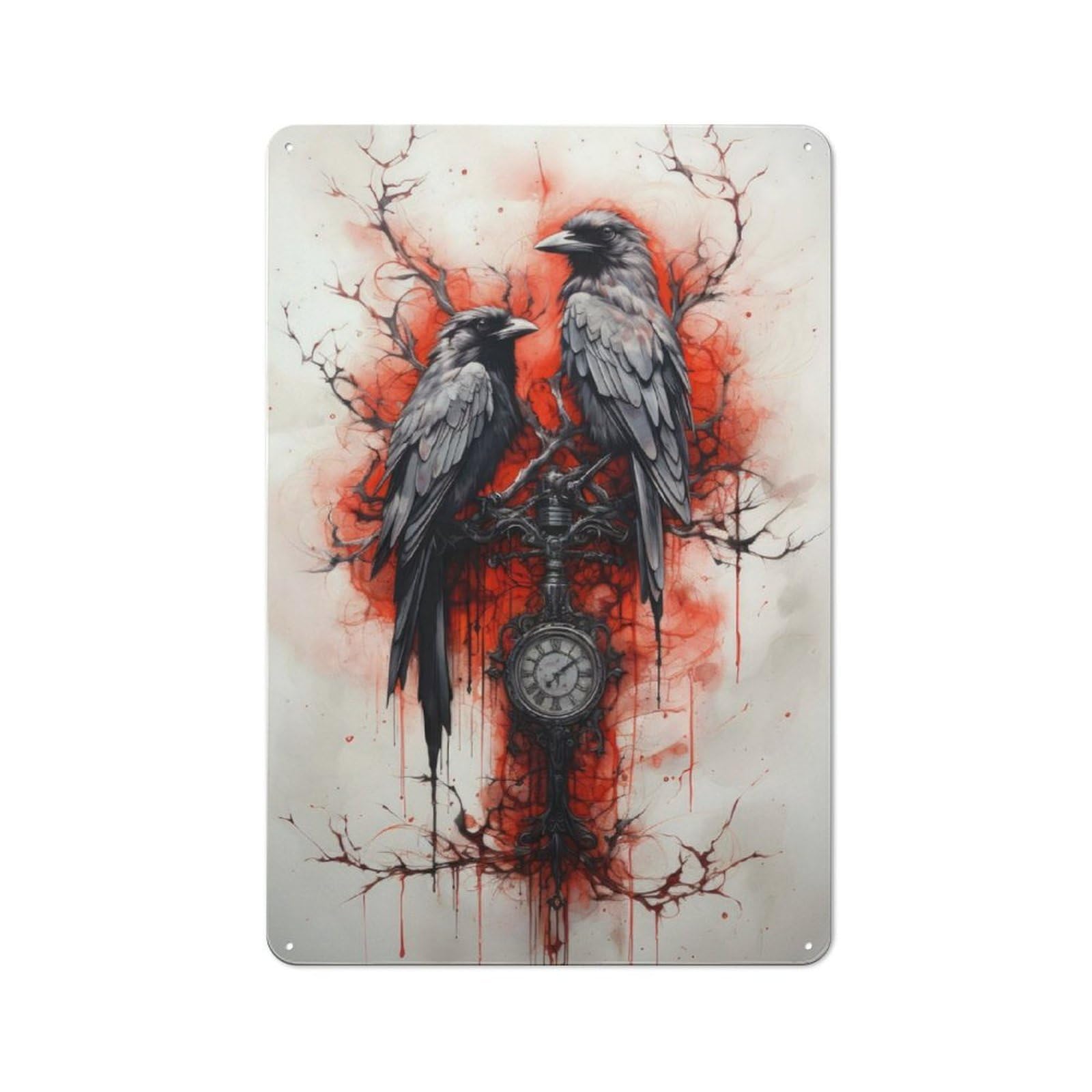 Crow Ravens Ink Office Metal Sign 30x20cm, Understated Office Wall Decor for Workspace, Cafe, Shop Or Desk Area