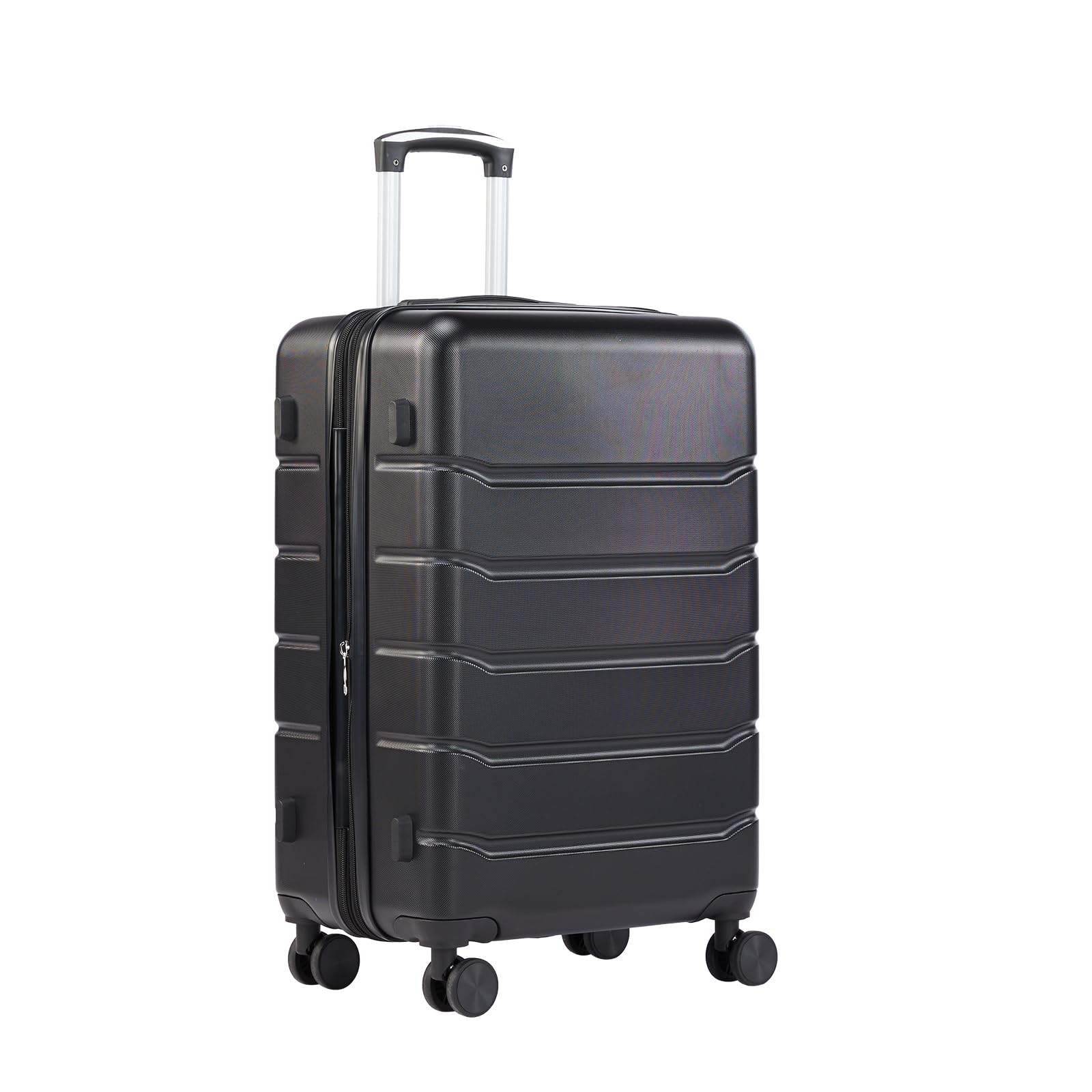 Sweetcrispy Carry on Luggage,Hard Shell Expandable Double Spinner Rolling Wheels Suitcase,TSA Lock, Charcoal Black, 21 Inch
