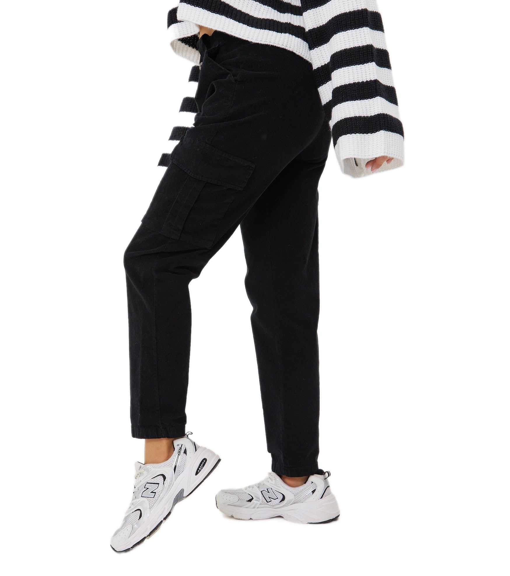 Pantaloni Cargo Donna Cotone Velluto a Coste Leggero Jeans Vita Alta Pantaloni Eleganti Primaverili con Tasche Chino Donna