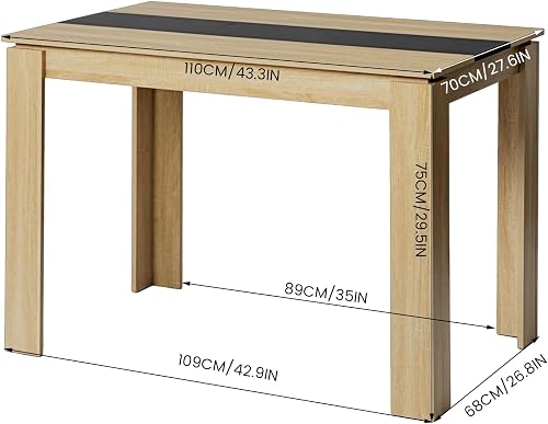 FURNITABLE Table à manger avec 4 chaises - Groupe de salle à manger avec dossier haut en cuir synthétique pour 4 personnes - Pour cuisine, salle à manger, salon (table chêne noir de 110 cm + 4 chaises - 5