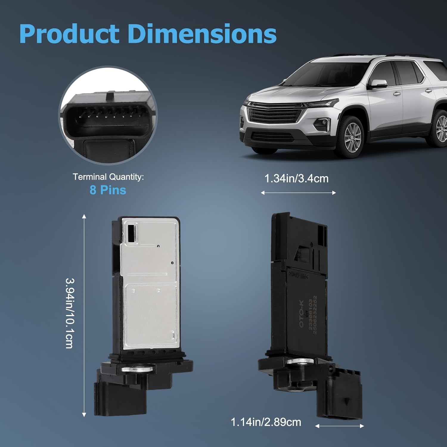 OTO-K Mass Air Flow Sensor MAF Compatible with Chevy Silverado Express Tahoe Equinox GMC Yukon Sierra Terrain Buick Enclave Envision Cadillac Escalade ATS CT6 CTS,Replaces#23262343 23118170