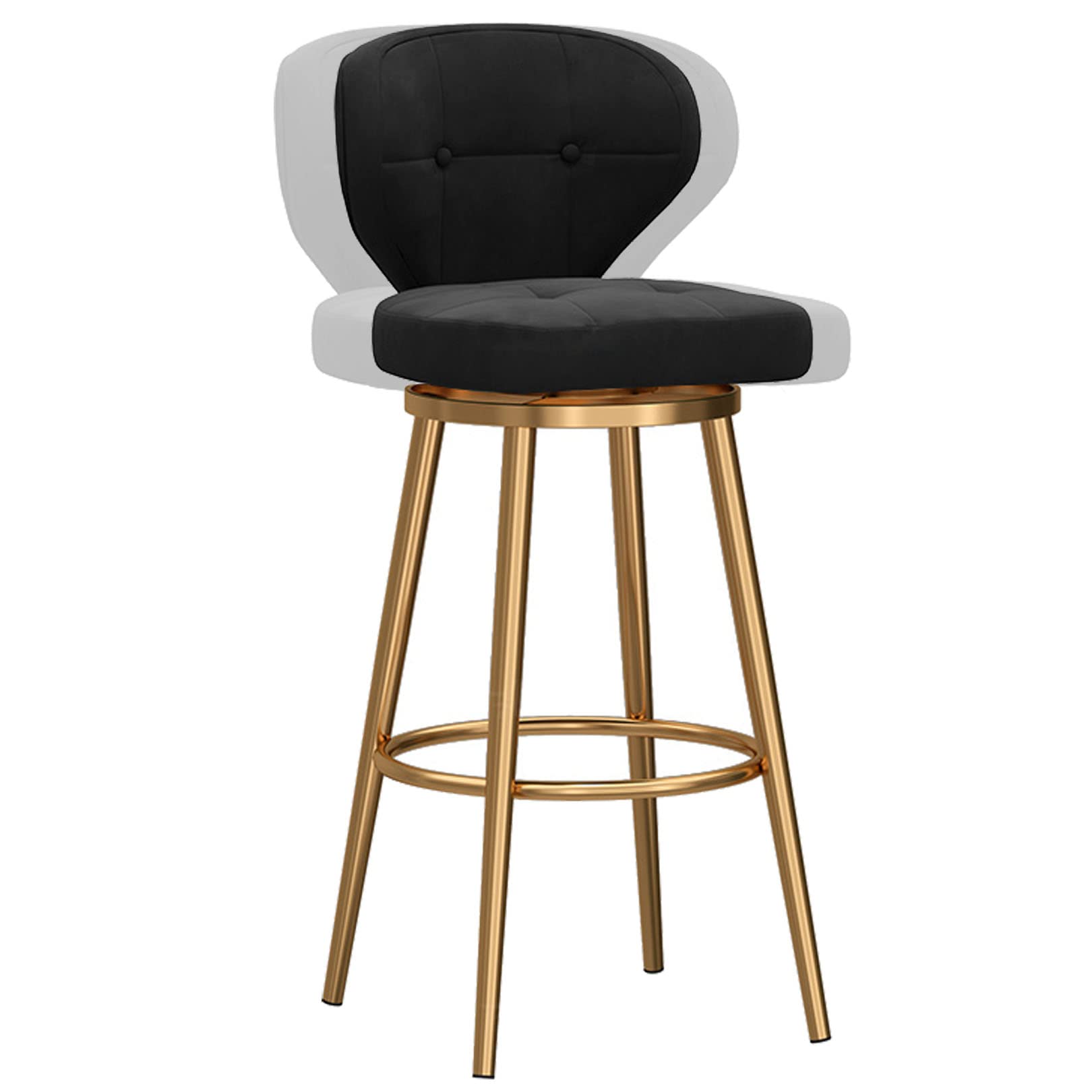 Tabouret de bar moderne en velours pivotant 360 avec dossier pour chaise de cuisine 26 pouces