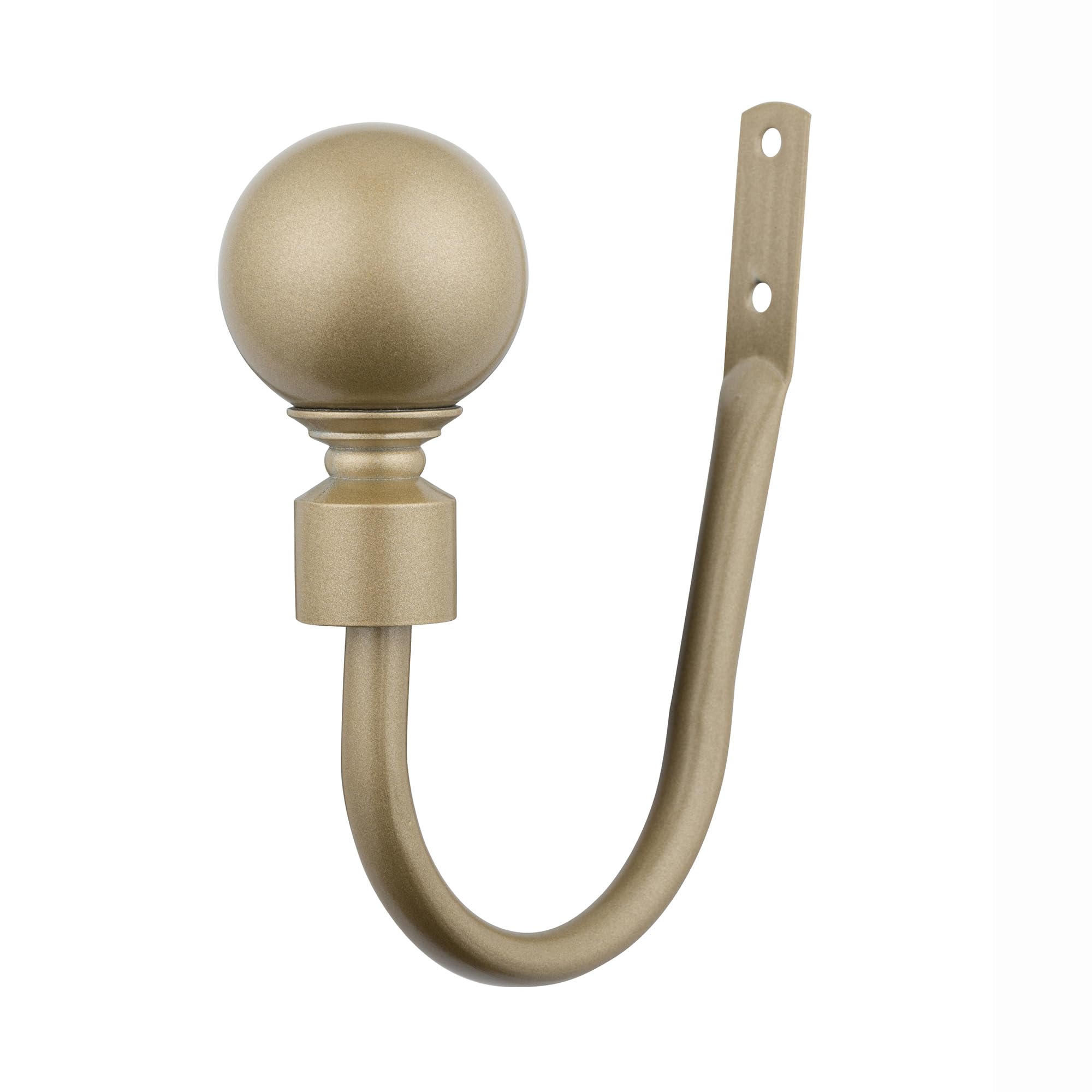 A.Unique Home Plain Round Ball Metal Extendable Curtain Pole with Rings and Fittings, In a Variety of Colours and Sizes (25/28mm) (Matte Gold, Holdbacks)