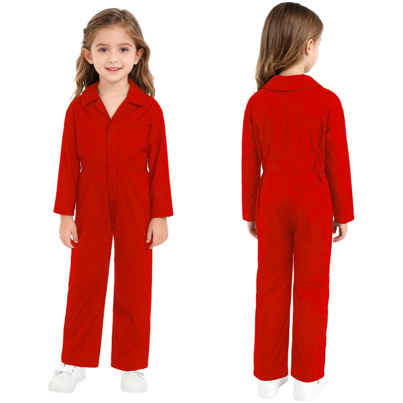 IEFIEL Monos y Petos de Trabajo con Cremallera Frontal para Niños Mono Estándar Piloto de Vuelo Mecánico Mono de Casual Sólido Overalls Jumpsuit 5-16 Años