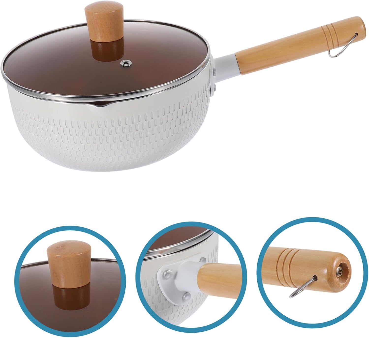 Maifanshi Nonstick Saucepan Metal Handle Snow Frying Pan Lid Stock Pot Kitchen Cooking Pan