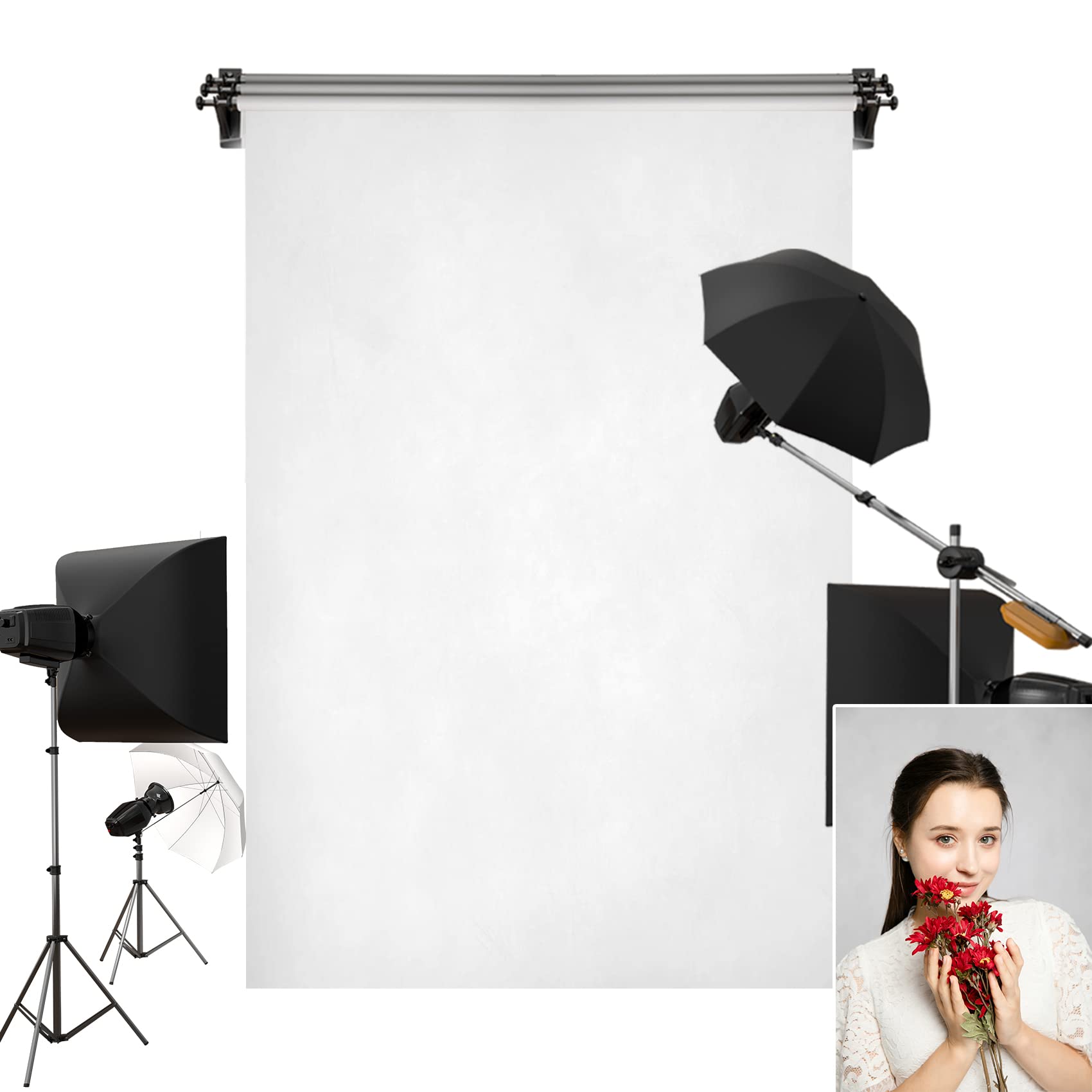 Kate 5x7ft/1.5m(W) x2.2m(H) Silver Grey Background White Grey Backdrop Tint Portrait Photography Tinge Backdrop Photography Studio Props