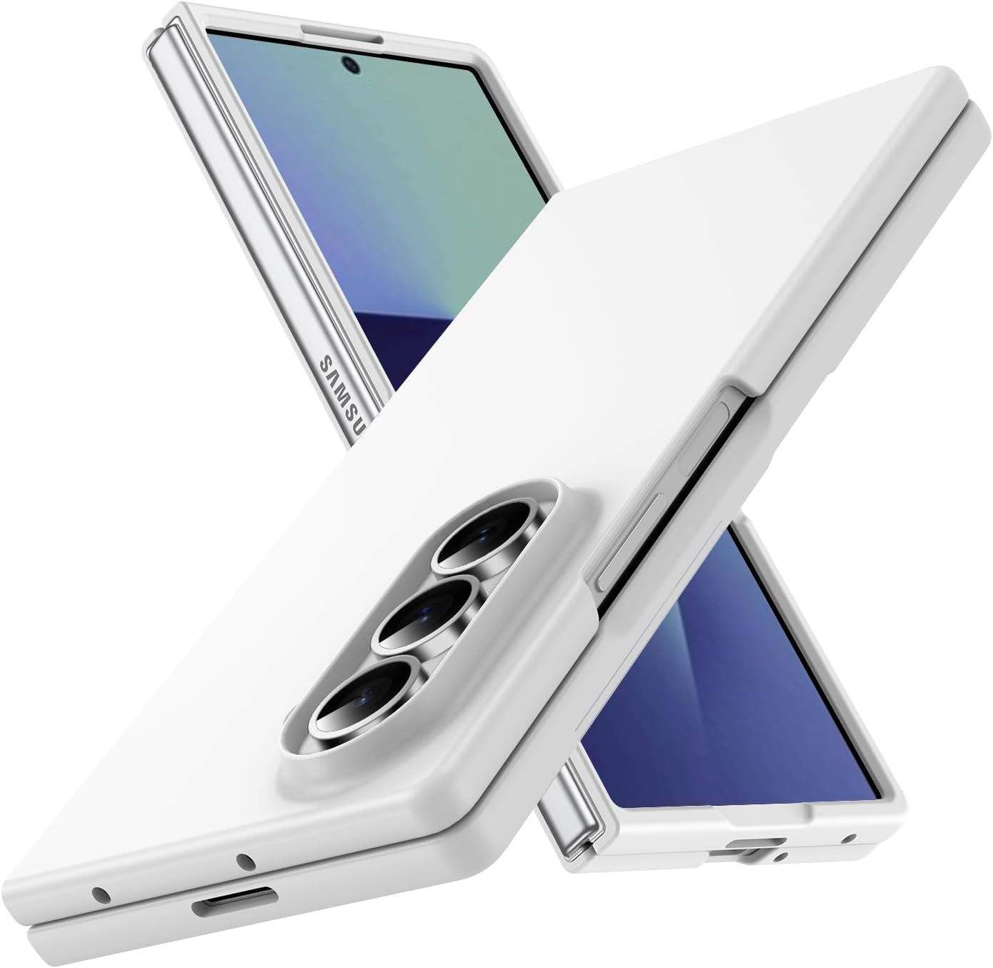 for Galaxy Z Fold 7 5G Case,Lightweight,Slim Fit Drop Protection Rugged Shockproof Cover for Samsung Galaxy Z Fold 7 5G,Slim Thin Hard PC Shockproof Protective Phone White 4-Z Fold7-04