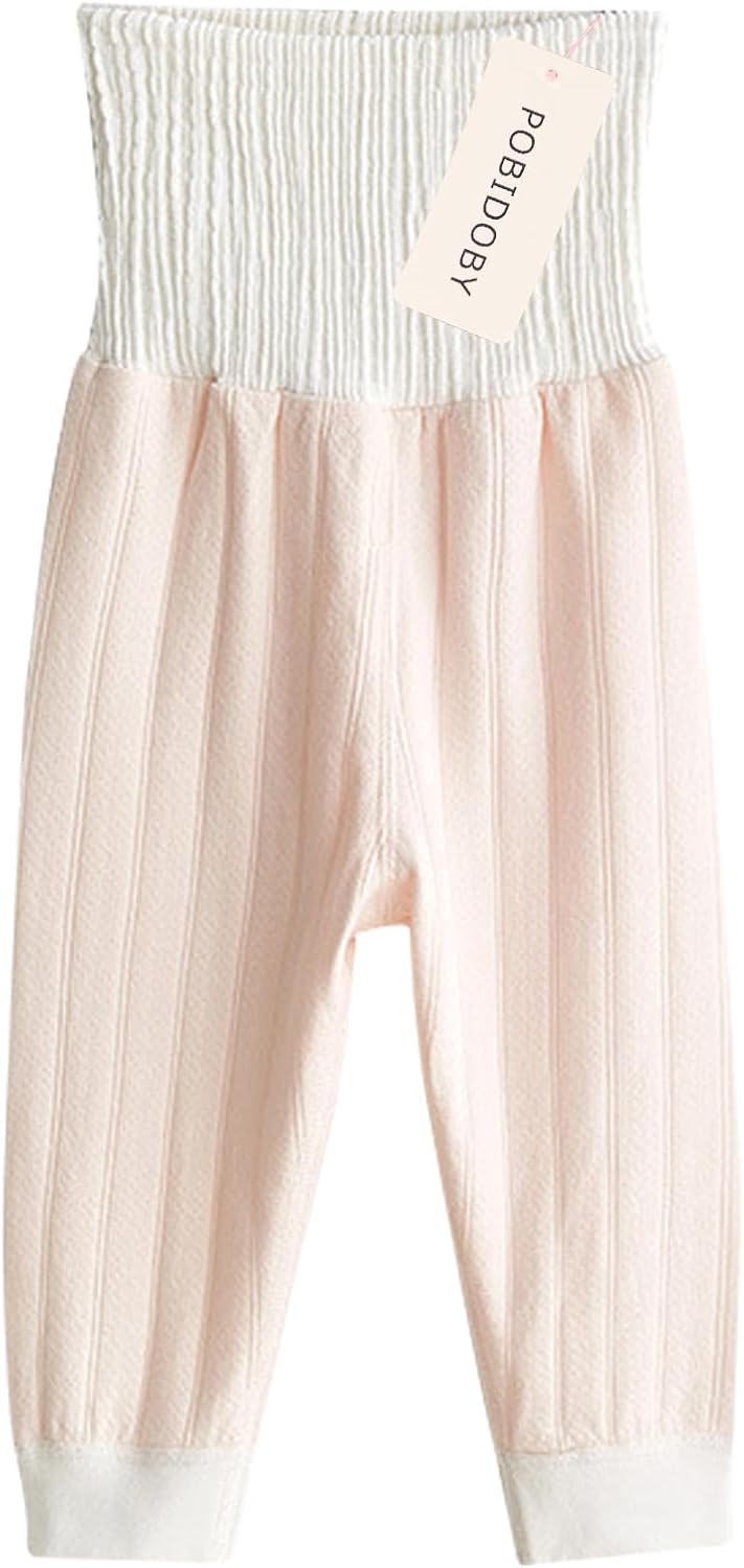 POBIDOBY Cotton Pants for Stomach Protecting, Baby Girls' & Boys' Clothing Bottoms for Spring & Autumn (US, Age, 2 Years, Pink)